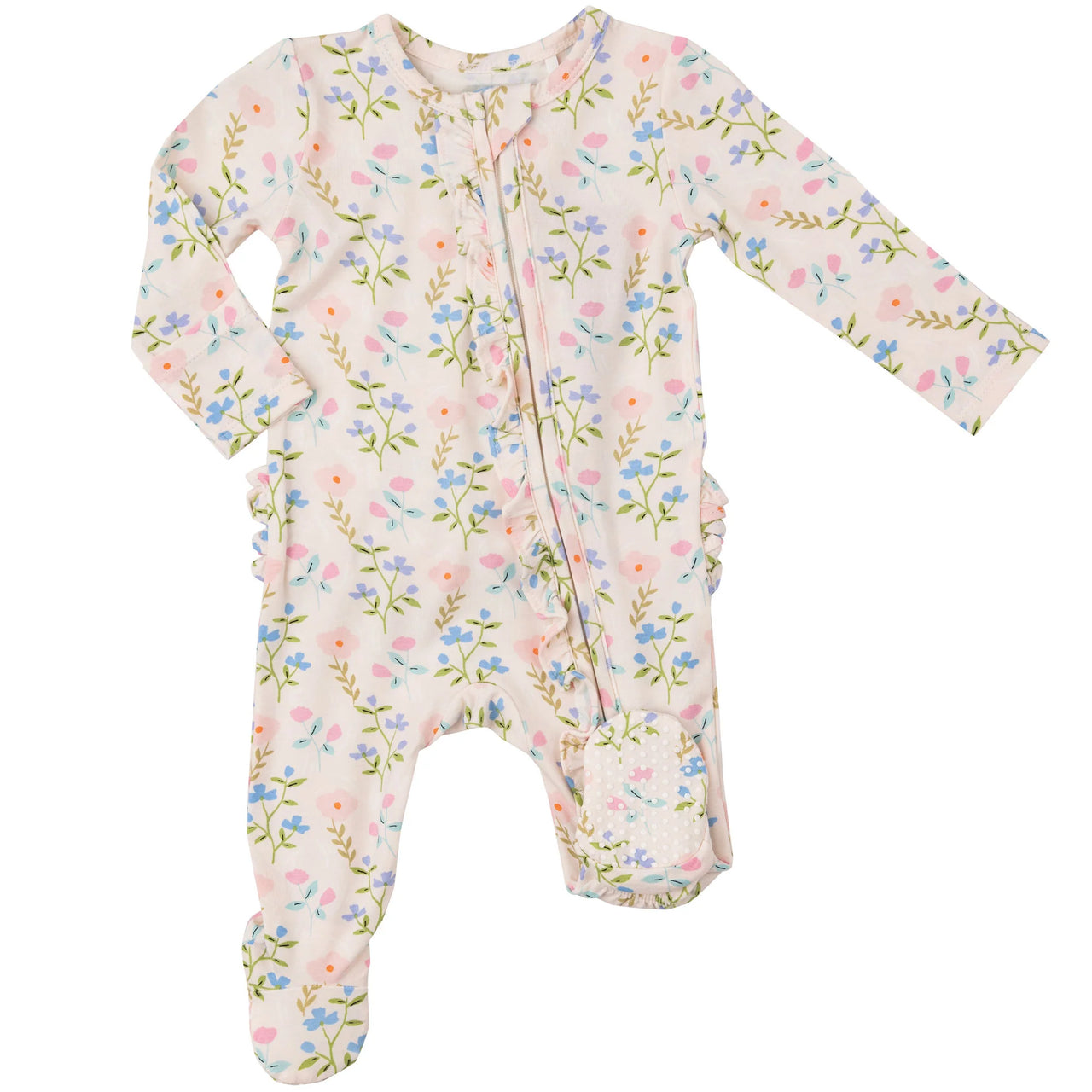 Ruffle Zippered Footie- Simple Pretty Floral