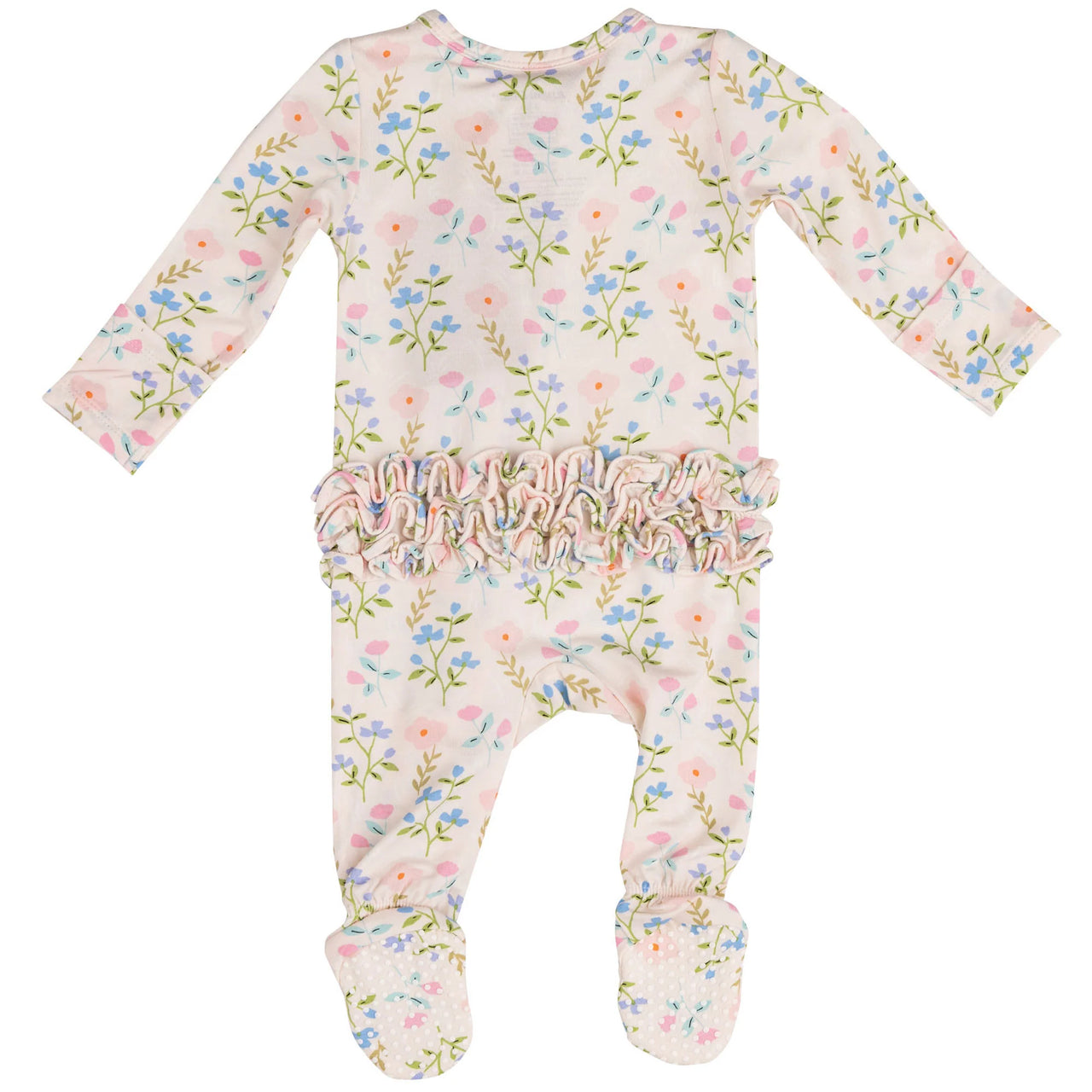 Ruffle Zippered Footie- Simple Pretty Floral