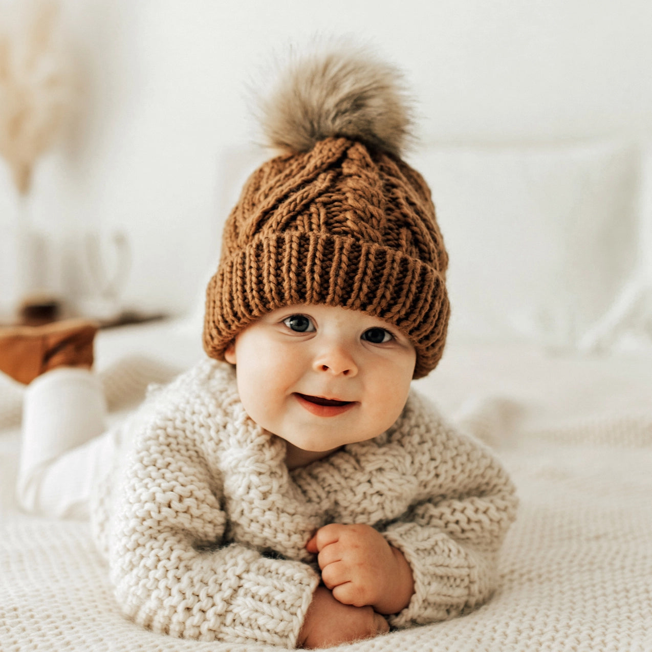 Pecan Pom Pom Beanie