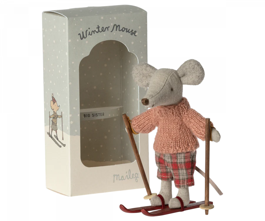 Maileg Winter Mouse with Ski Set - Big Sister