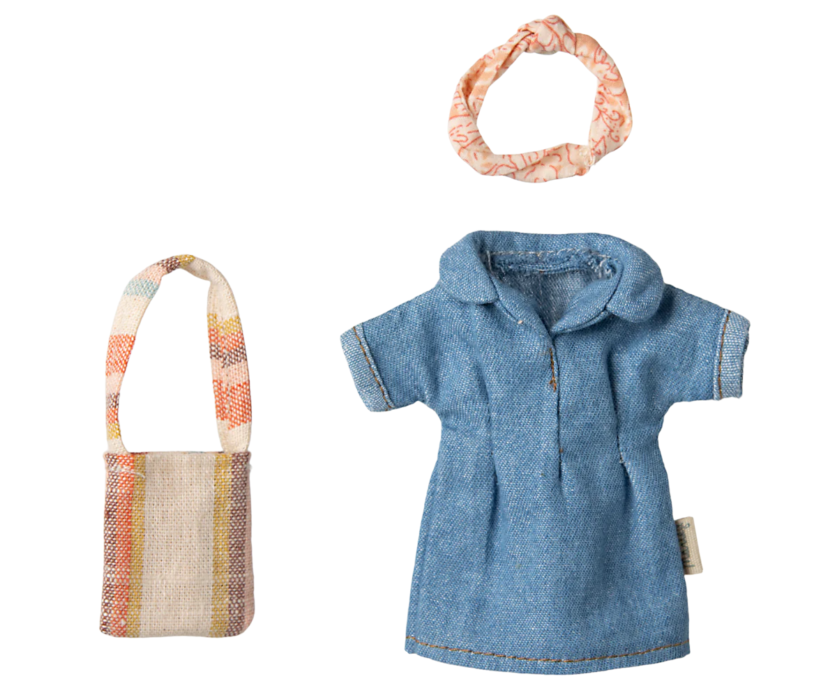 Denim Dress and Bag, Mum Mouse- Maileg