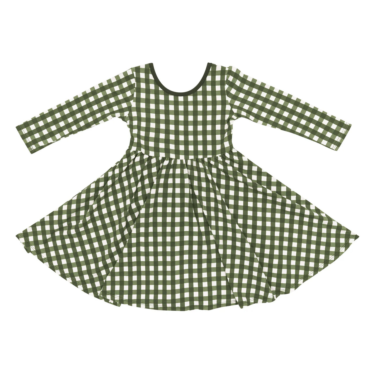 Gingham Fir Long Sleeve Twirl Dress