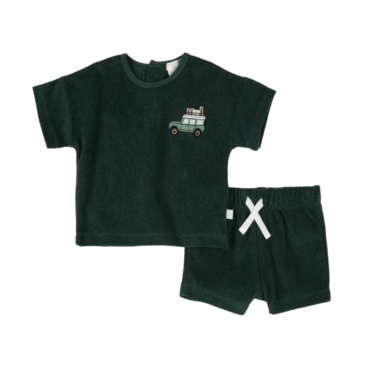 Military Green Terry Shorts Set