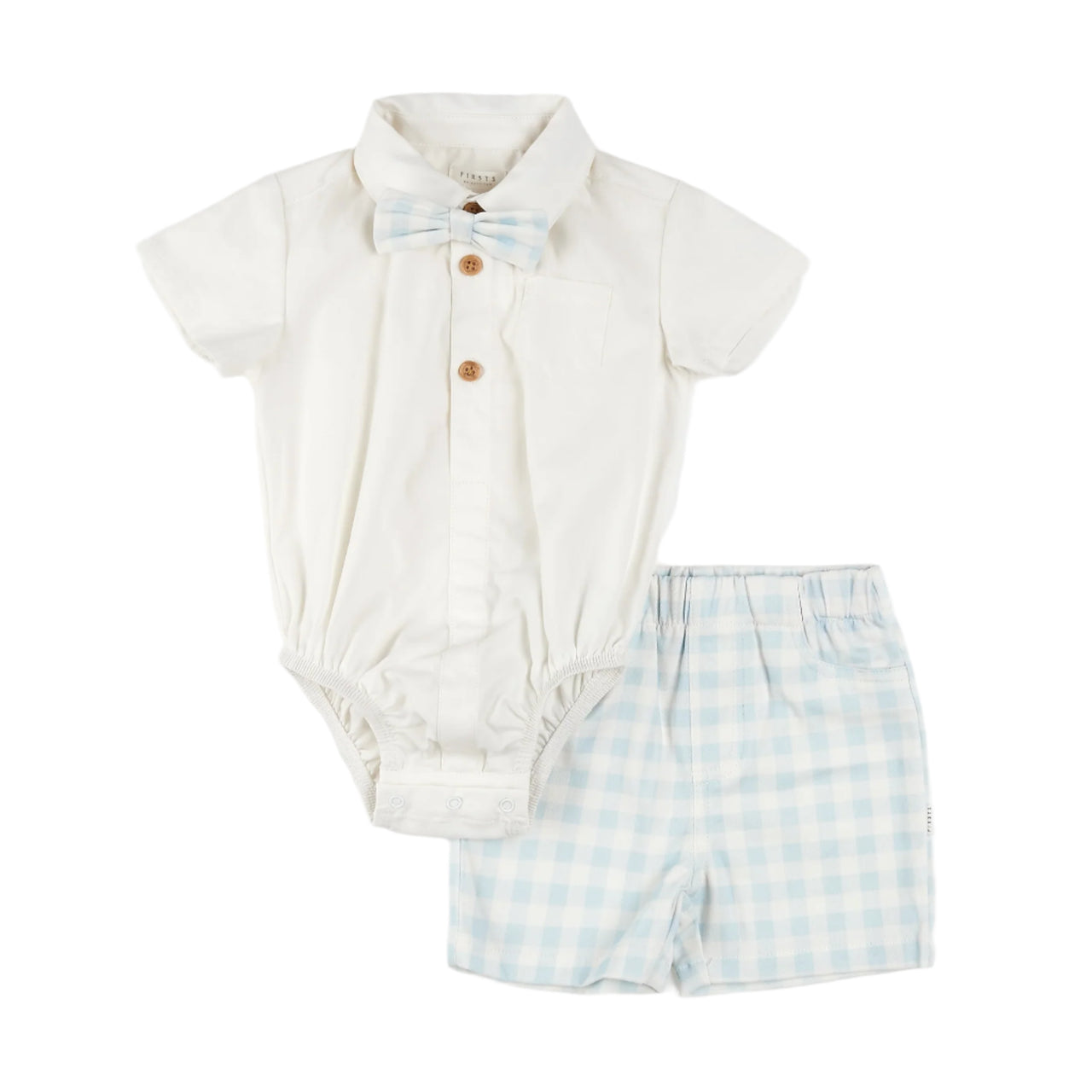 Poplin Shirt and Checkered Shorts 3 Pc Set