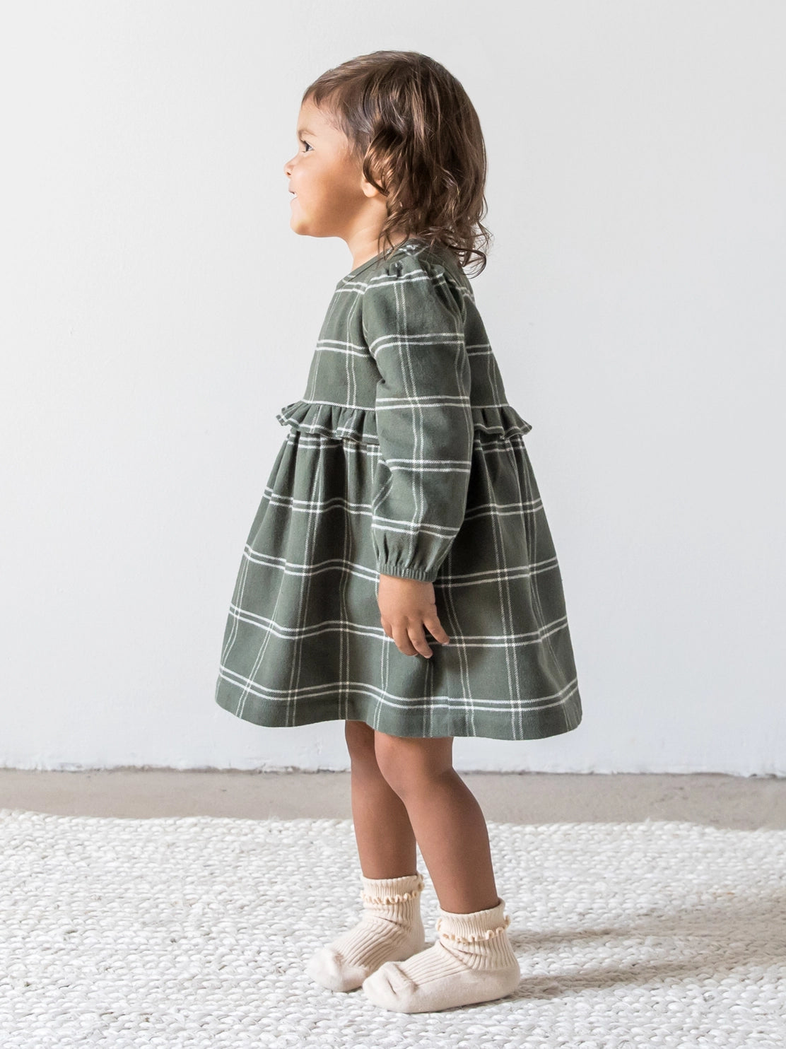 Baby and Kids Sydney Flannel Ruffle Dress - Cypress Plaid