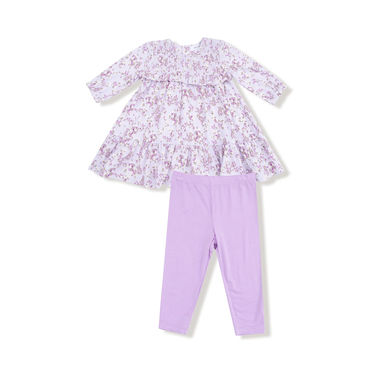 Sweet Dream Florals Smocked Ruffle Tiered Dress & Leggings