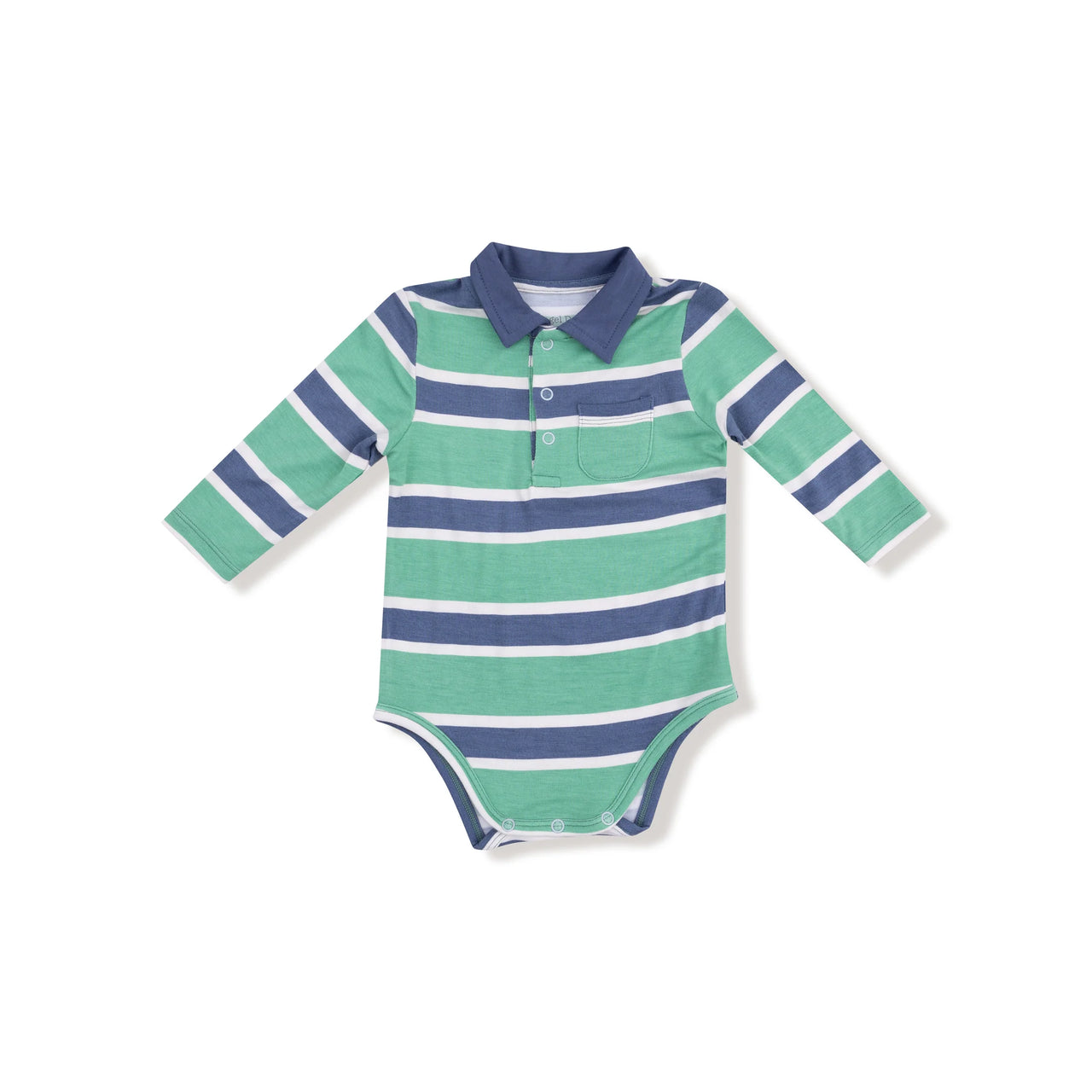 Rugby Stripe Green & Navy Polo Bodysuit