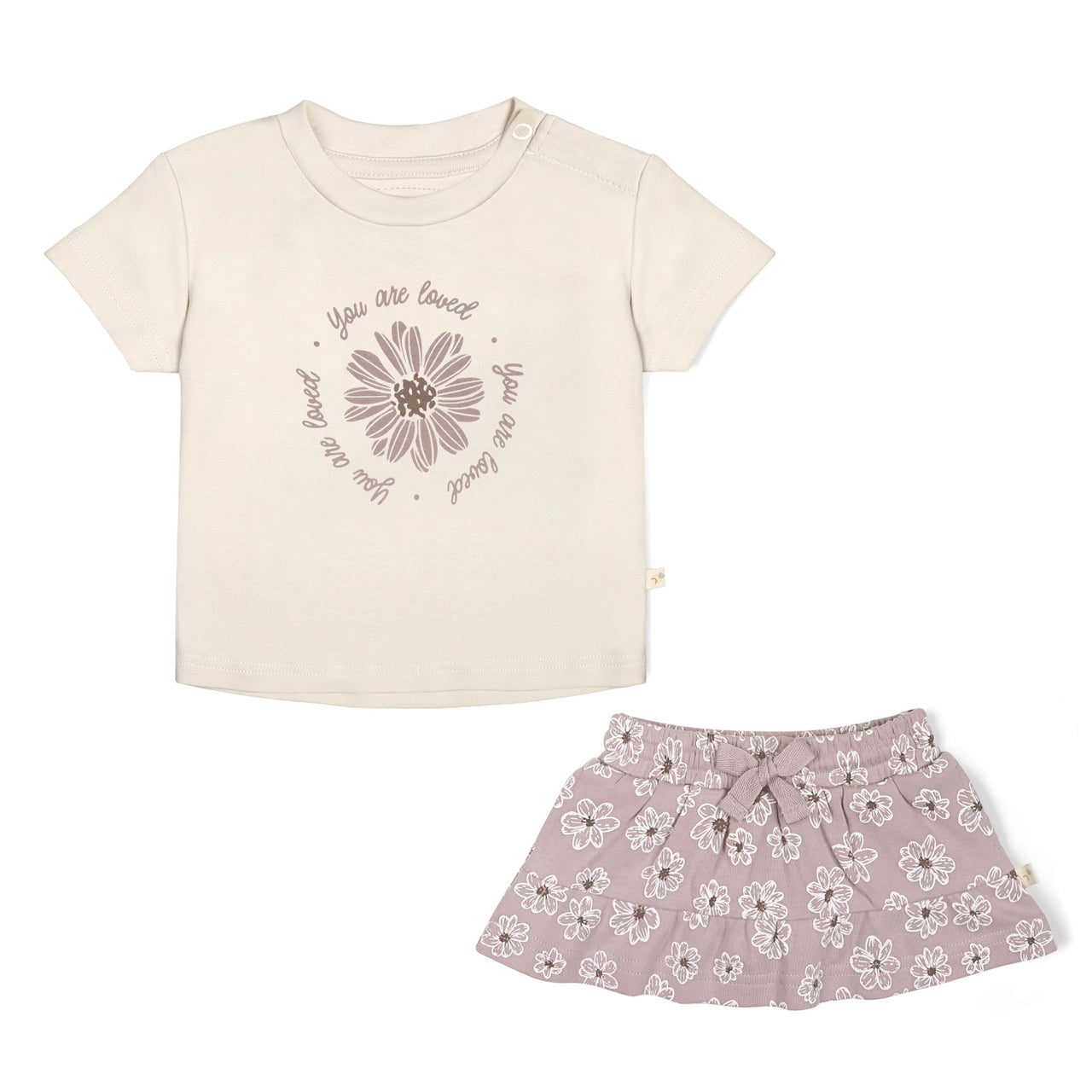 Organic Boxy Tee and Skort- Daisies