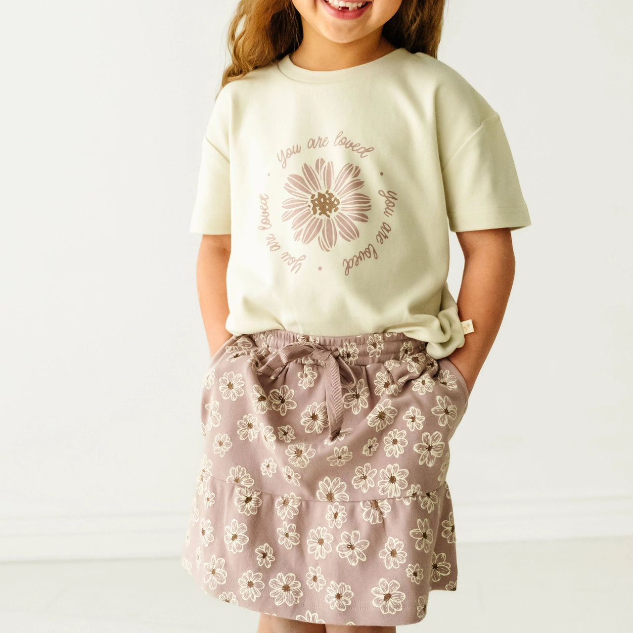 Organic Boxy Tee and Skort- Daisies