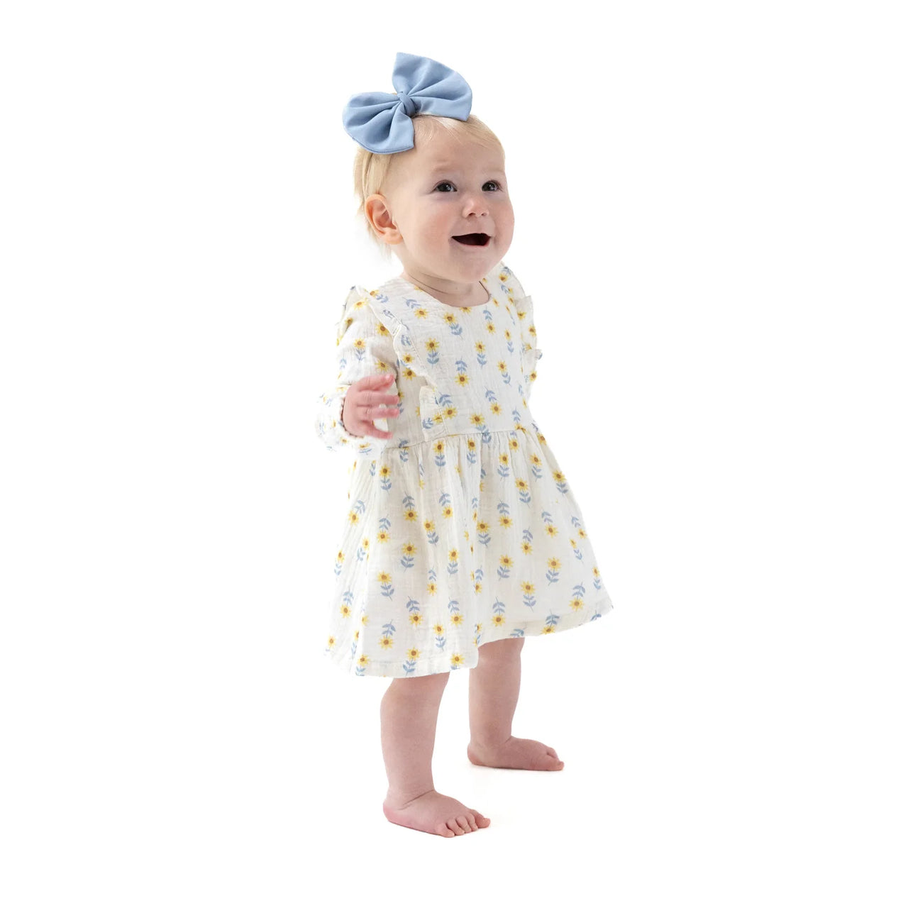 Western Sunflower Ruffle Long Sleeve Bubble