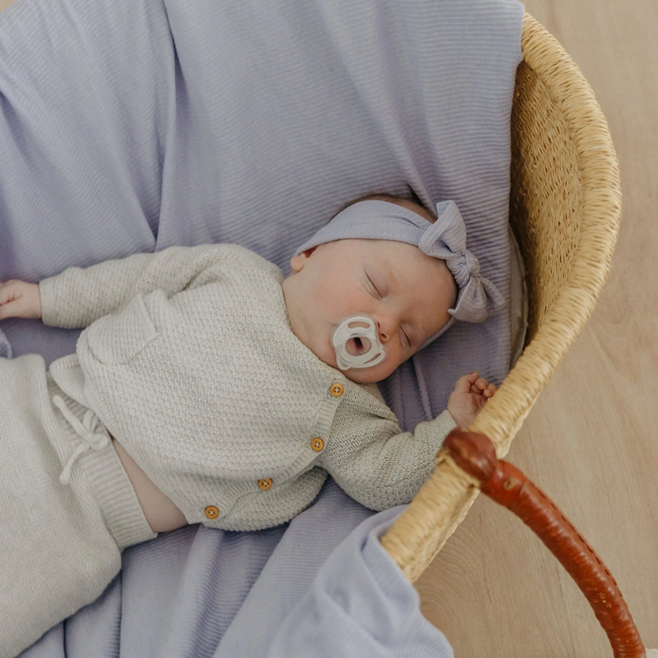 Rib Knit Swaddle Blanket- Periwinkle
