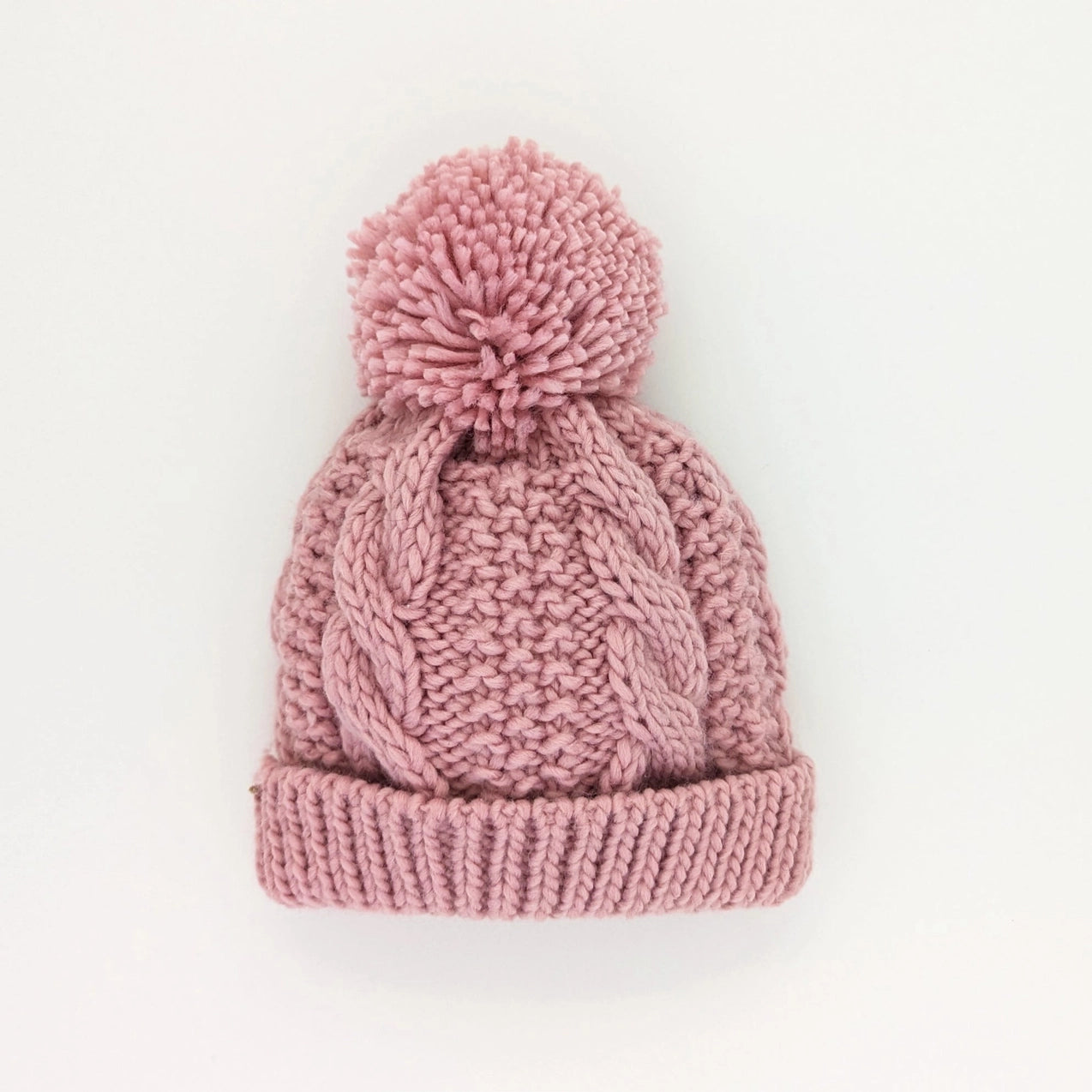 Rosy Pink Cable Beanie Hat