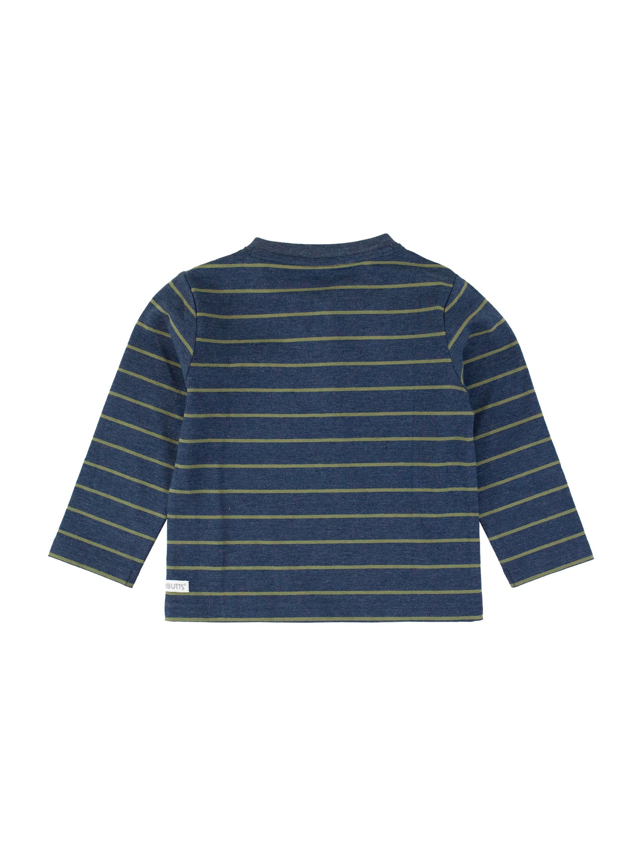 Heather Navy & Dusty Olive Stripe Knit Long Sleeve Henley Tee