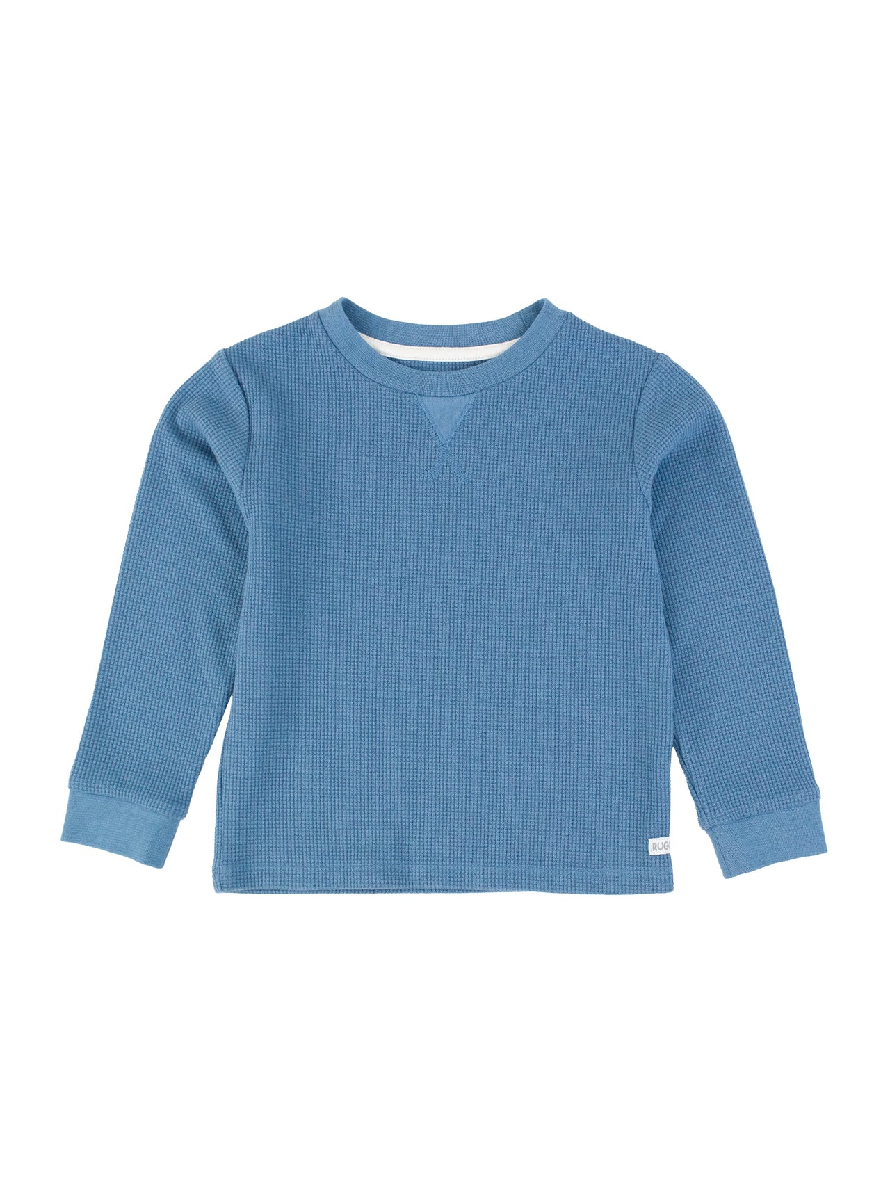 Countryside Blue Waffle Knit Long Sleeve Crew Neck