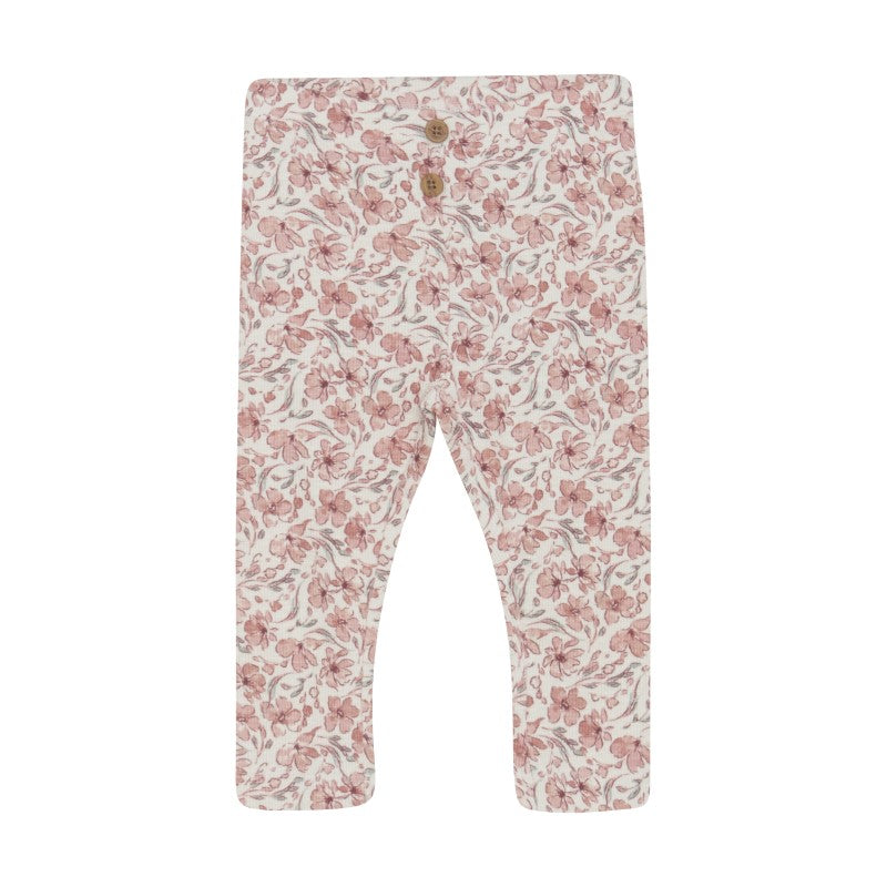 Rose Ribbed Floral Leggings
