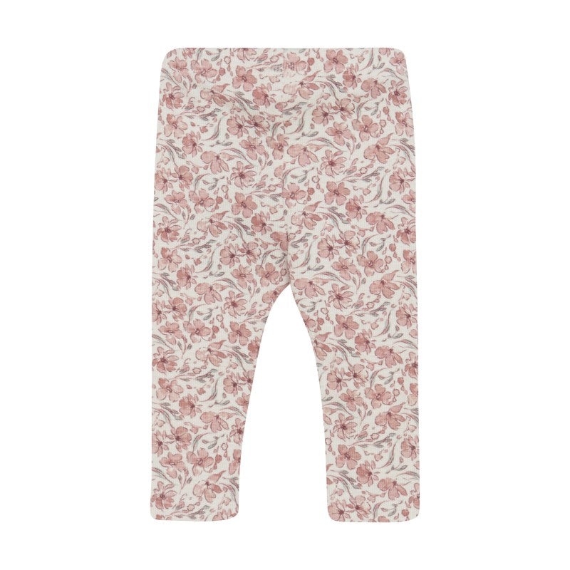 Rose Ribbed Floral Leggings