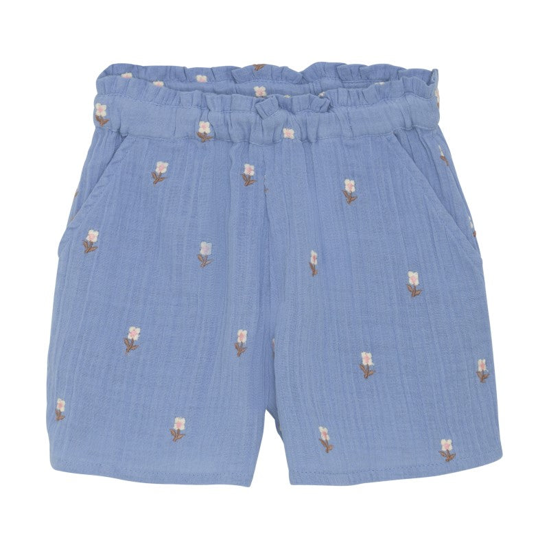 Chambray Embroidered Shorts
