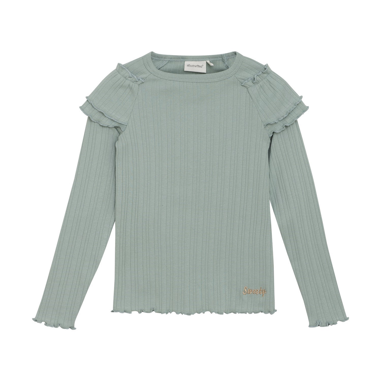 Long Sleeve Ribbed T-shirt- Jadeite