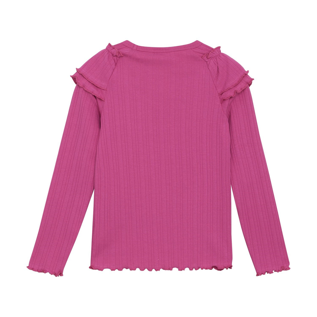 Long Sleeve Ribbed T-shirt- Fuchsia Fedora