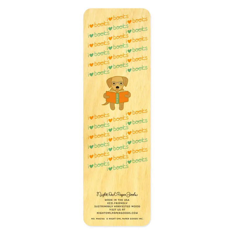 Reading Retriever Wood Bookmark