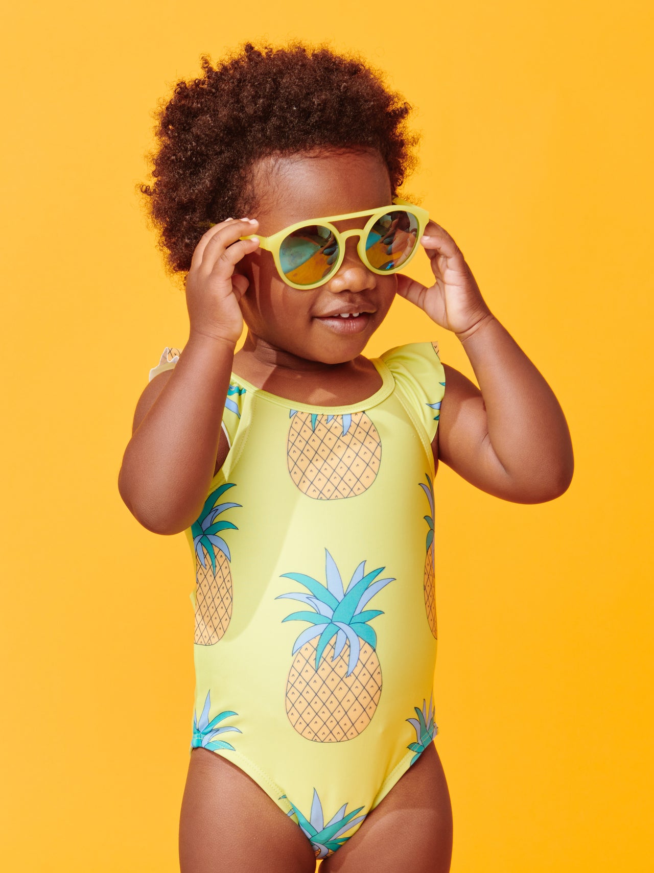 One Piece Baby Swimsuit- Pineapple Parade in Yellow