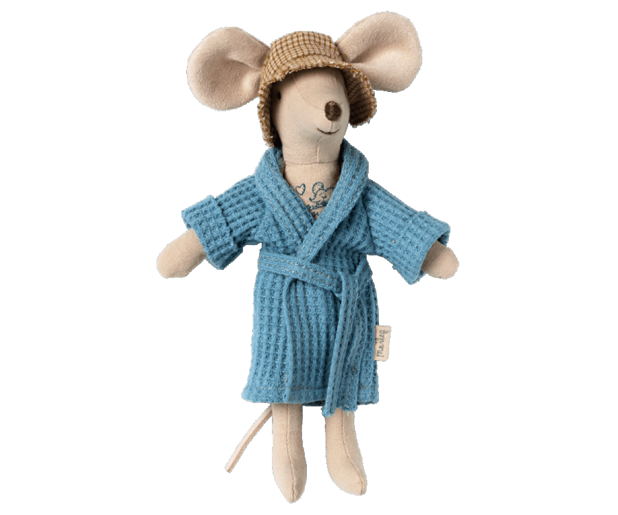 Maileg Dad/Mum Mice Bathrobe- Dusty Blue