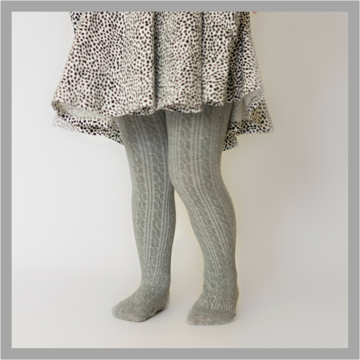 Grey Cable Knit Tights