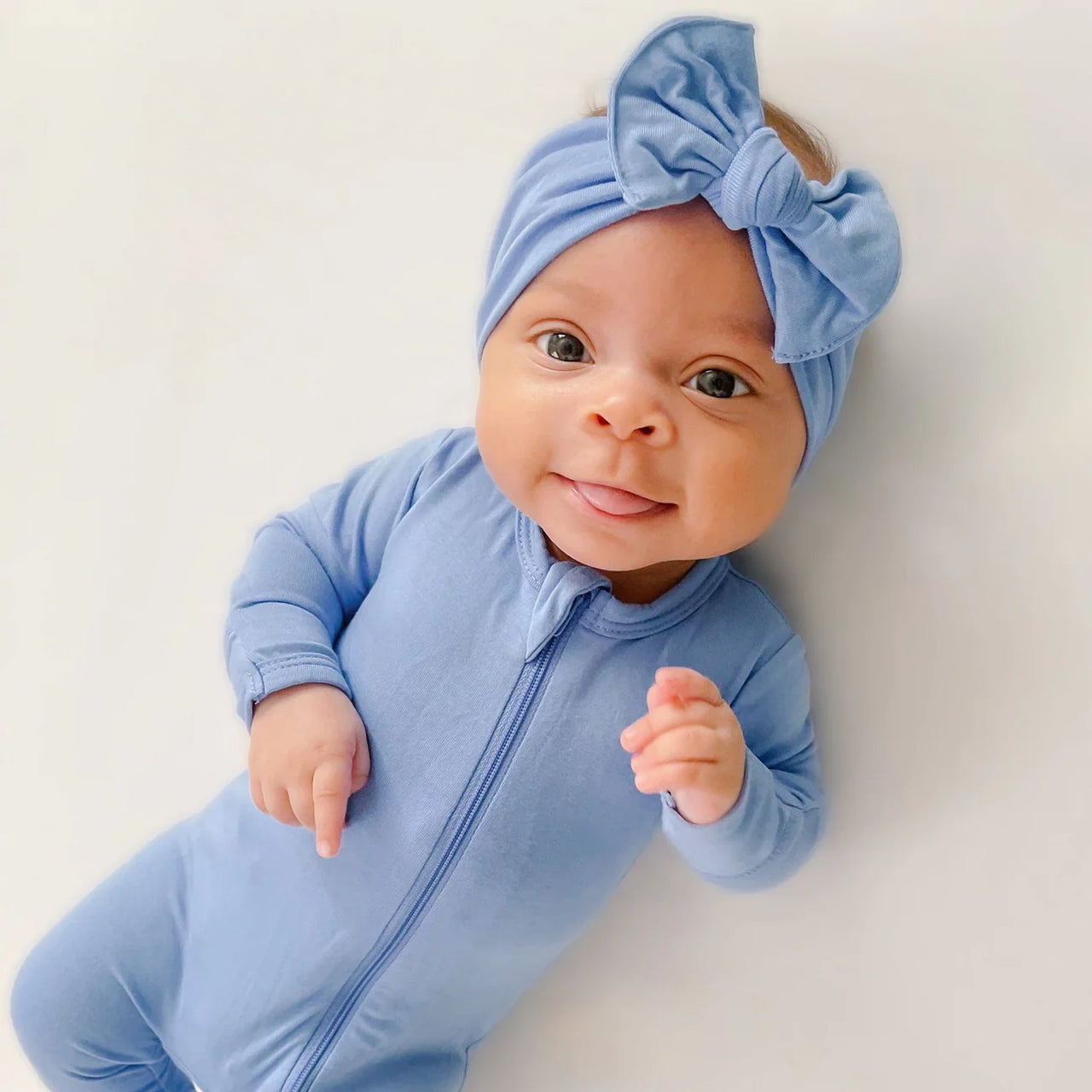 PREEMIE Zippered Footie- Periwinkle