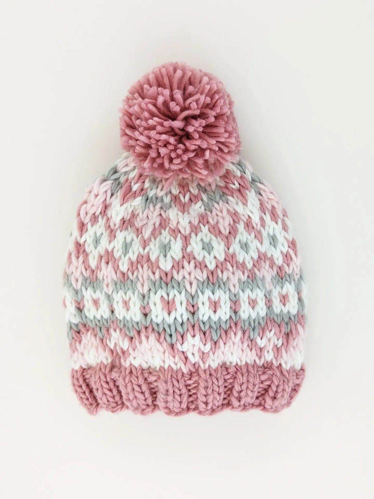 Fairisle Rosy Beanie Hat