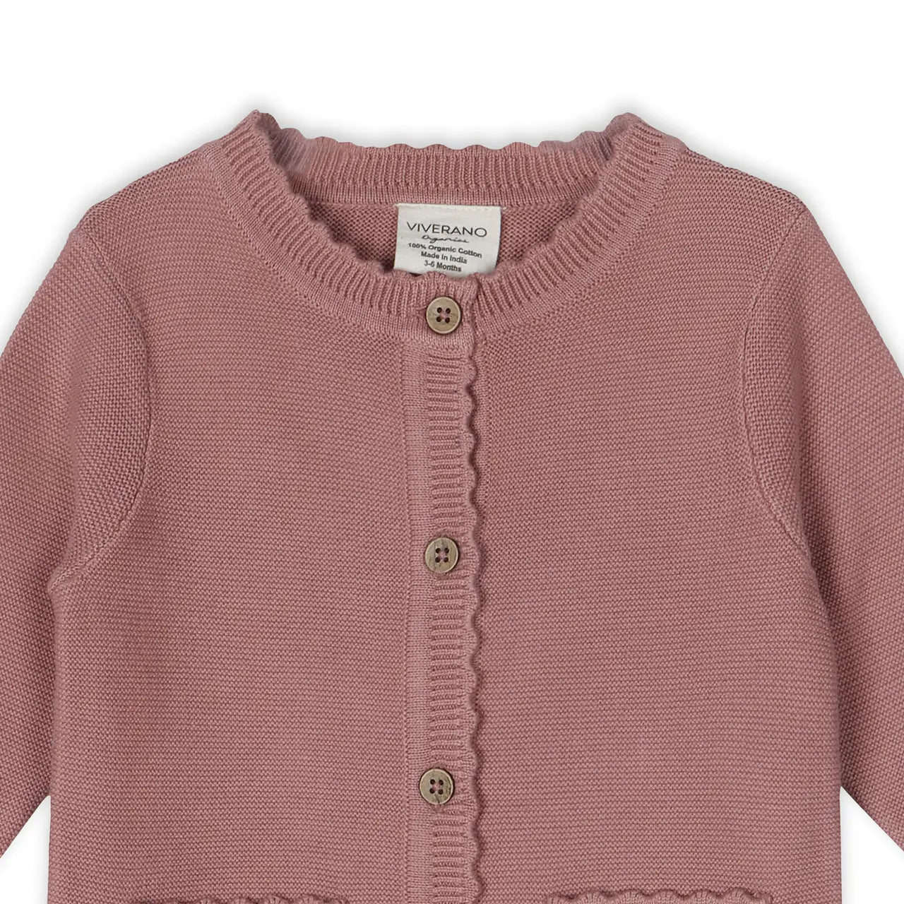 Organic Classic Pocket & Button Chunky Knit Baby Jumpsuit- Vintage Rose