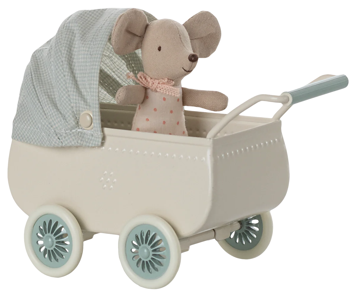 Pram with Baby Mouse- Maileg