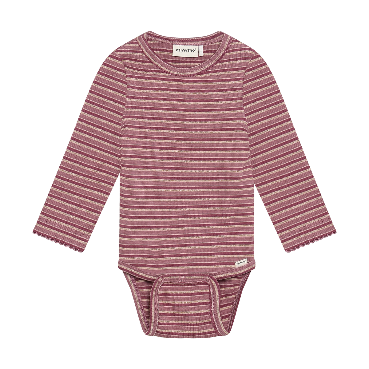 Ribbed Striped Long Sleeve Bodysuit- Nostalgia Rose