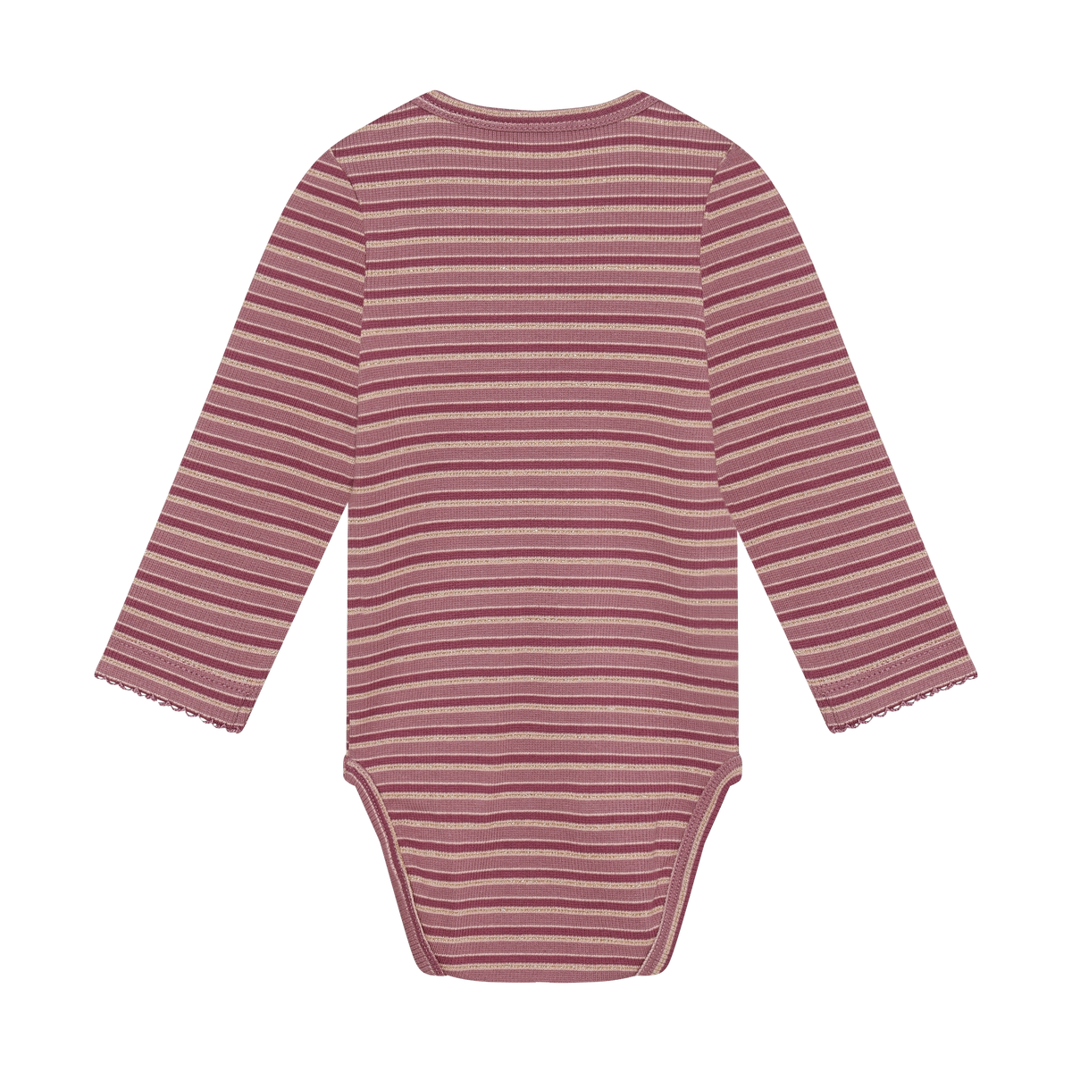 Ribbed Striped Long Sleeve Bodysuit- Nostalgia Rose
