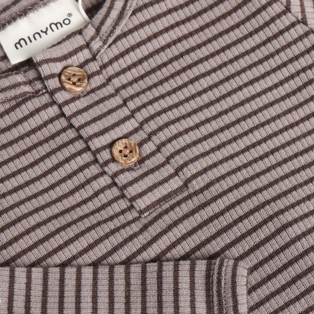 Ribbed Striped Long Sleeve Bodysuit- Fungi
