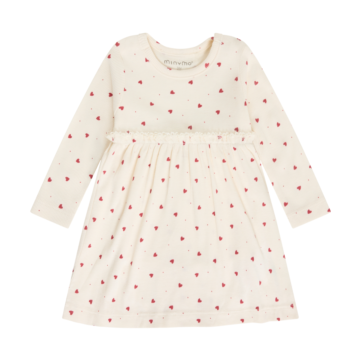 Long Sleeve Waffle Dress- Hearts
