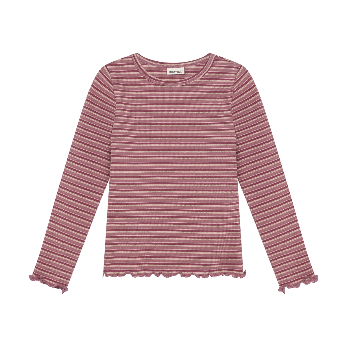 Long Sleeve Striped Rib Tee- Nostalgia Rose