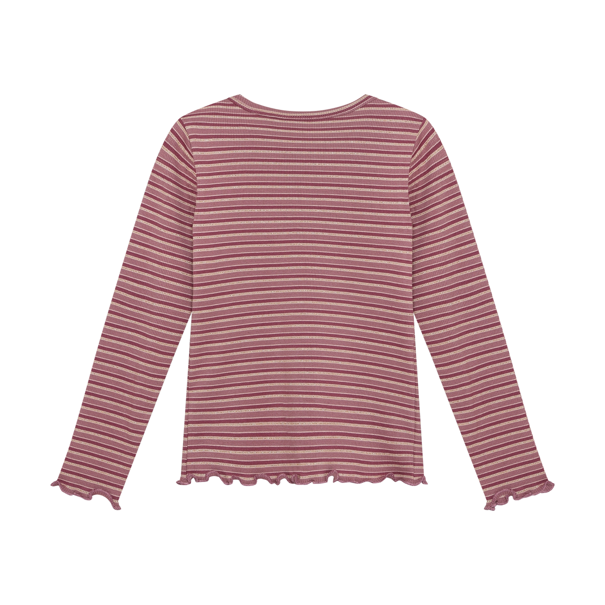 Long Sleeve Striped Rib Tee- Nostalgia Rose