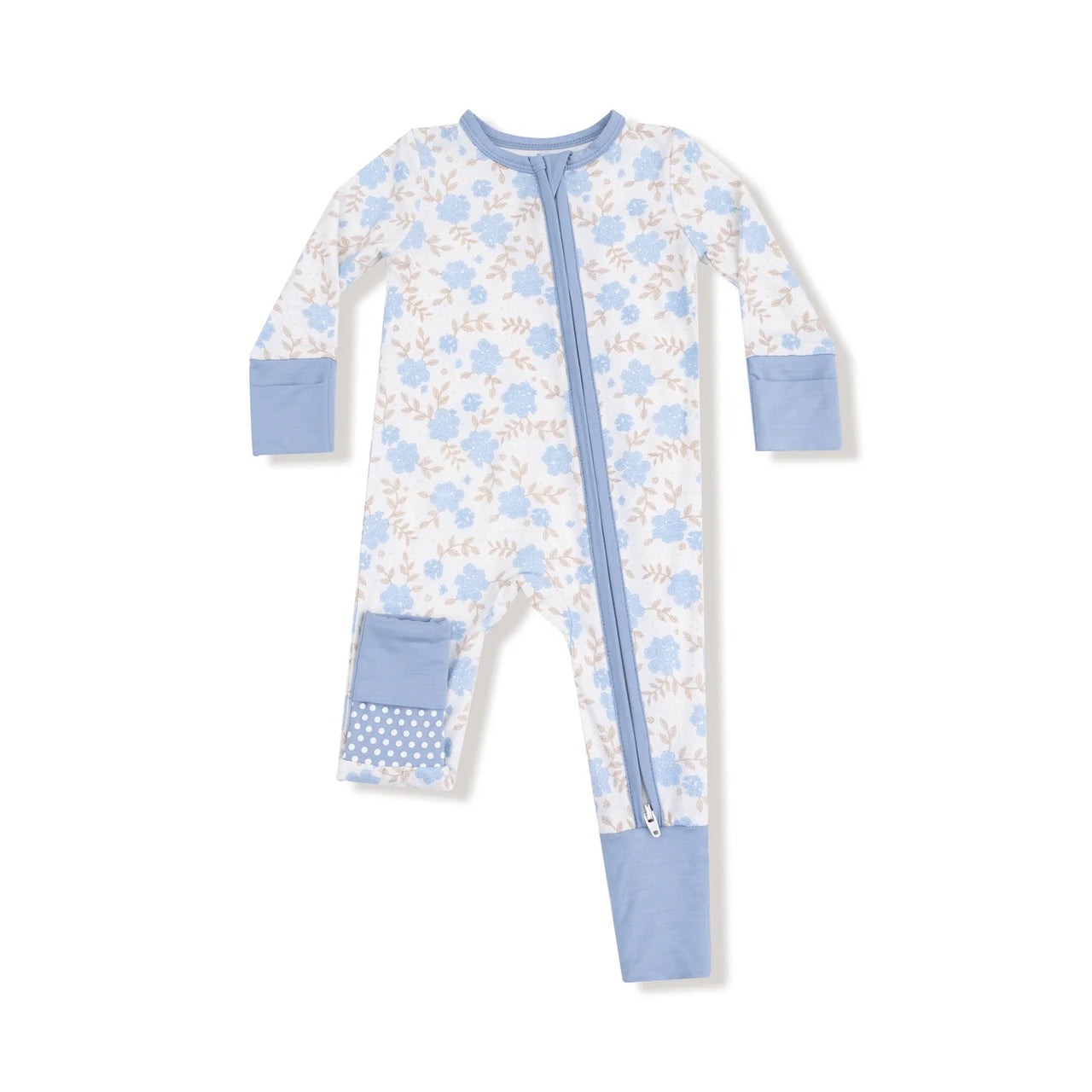 Zipper Romper- Baby Blue Floral
