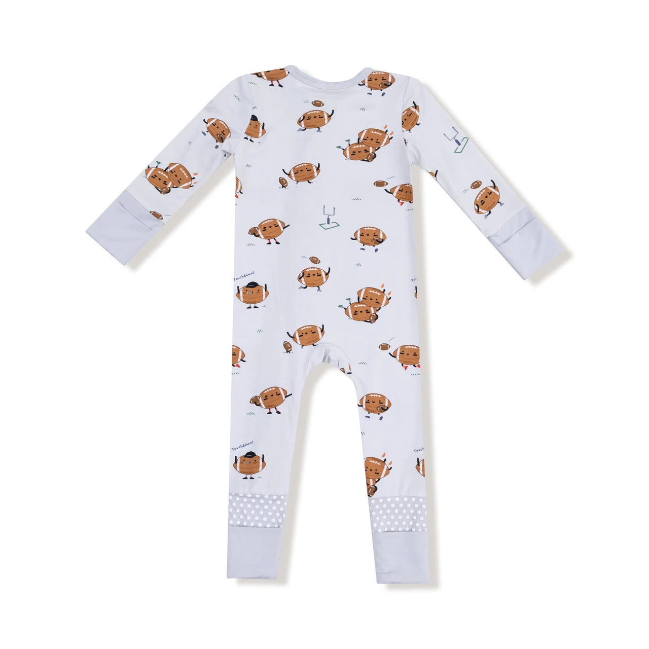 Zipper Romper- Footballs Playing Football