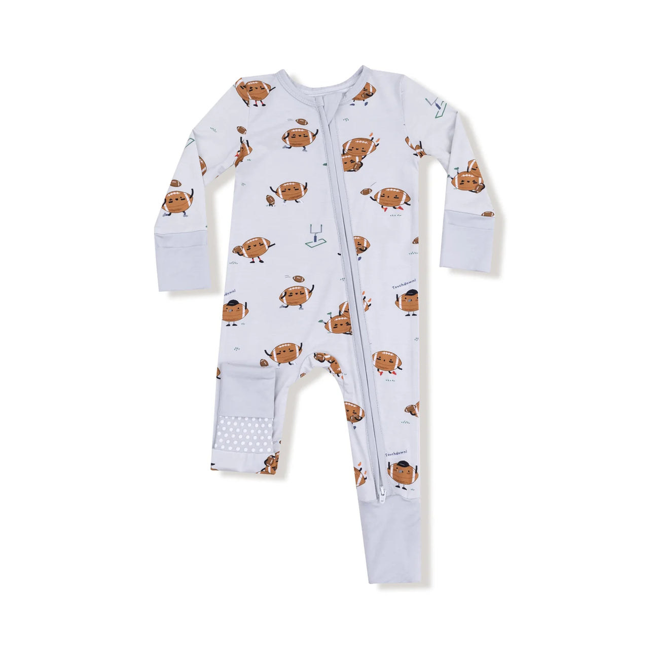 Zipper Romper- Footballs Playing Football