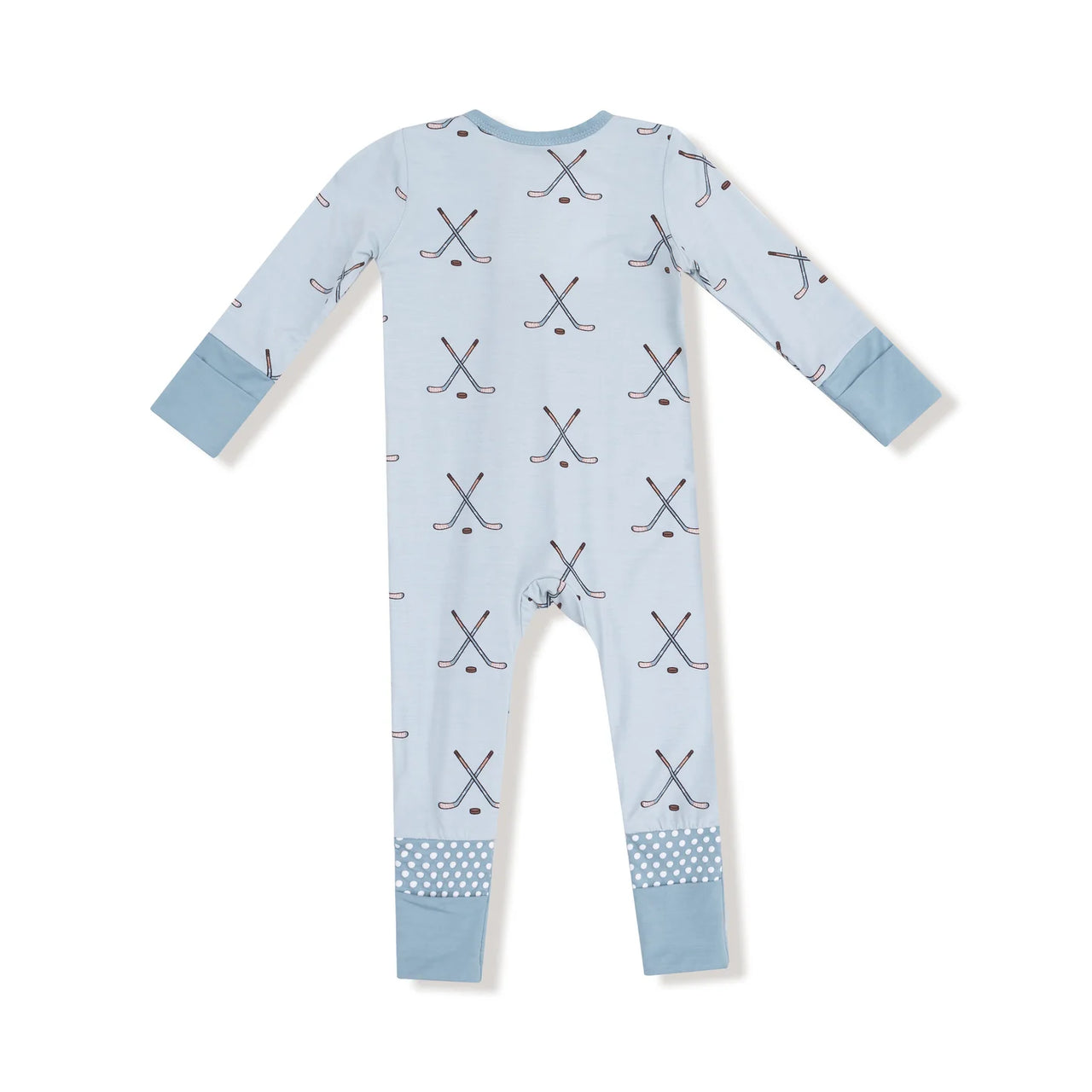 Zipper Romper- Stone Blue Hockey