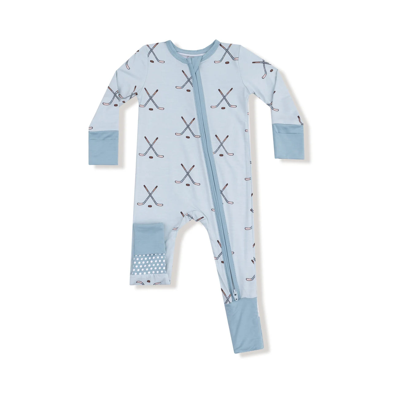 Zipper Romper- Stone Blue Hockey