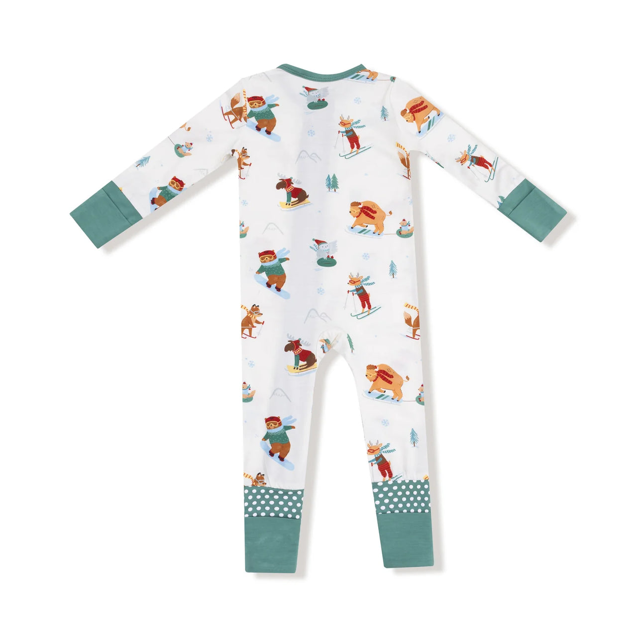 Zippered Romper- Winter Animal Sports
