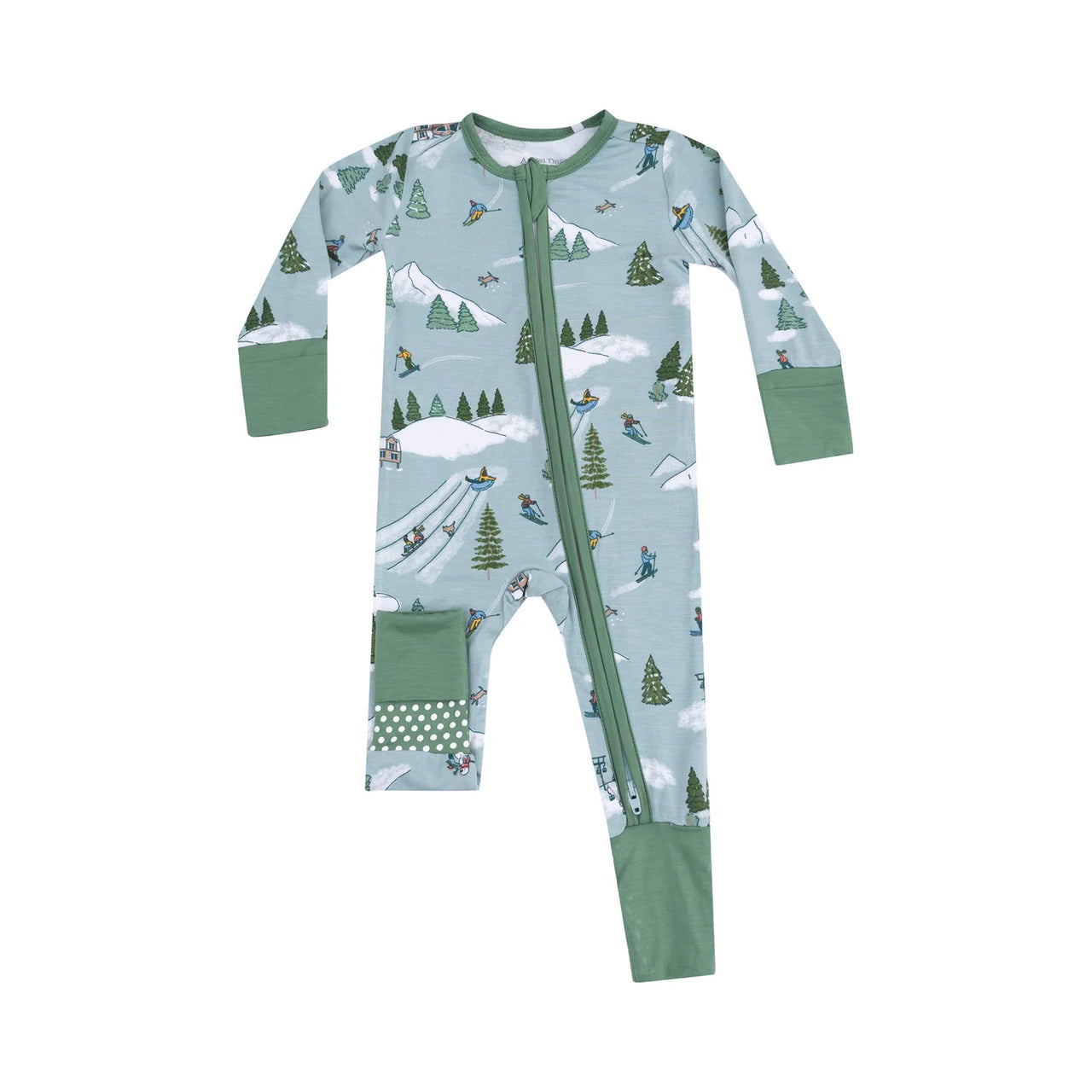 Zippered Romper- Winter Fun Skiers