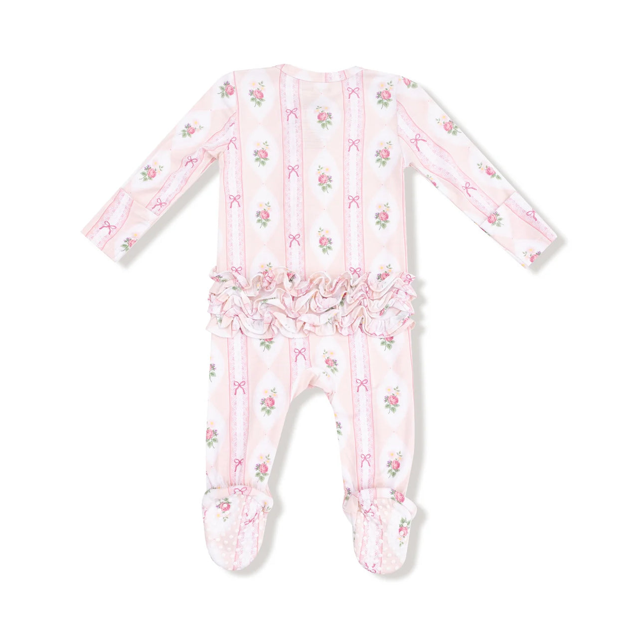 Ruffle Zippered Footie- Ogee Lace Floral