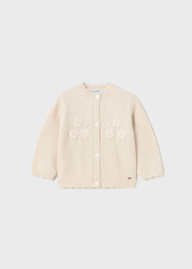 Cream Floral Knit Cardigan