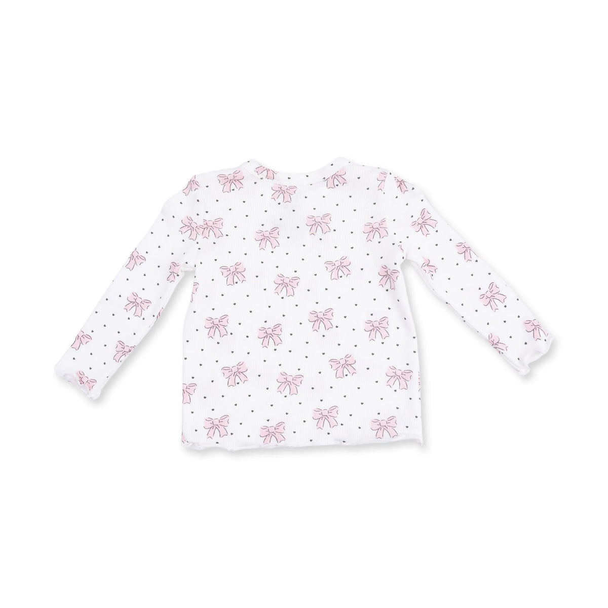 Long Sleeve Lettuce Edge Tunic Top- Bows & Hearts