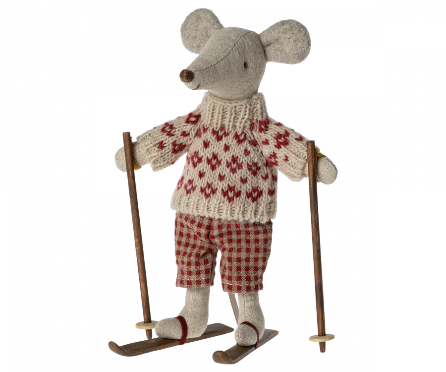 Maileg Winter Mouse with Ski Set - Mum Mouse