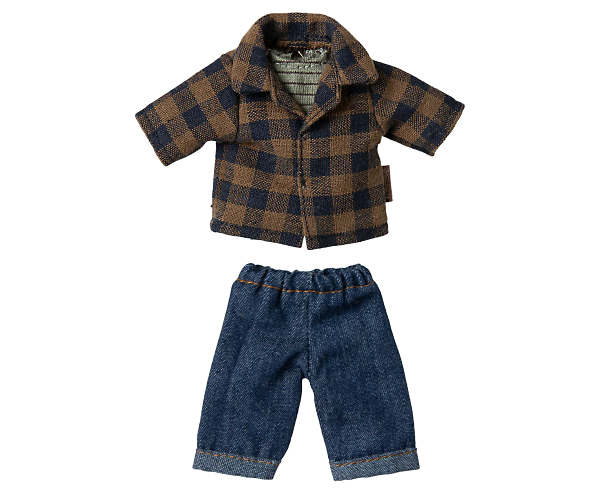 Brown Checkered Shirt & Pants, Dad Mouse