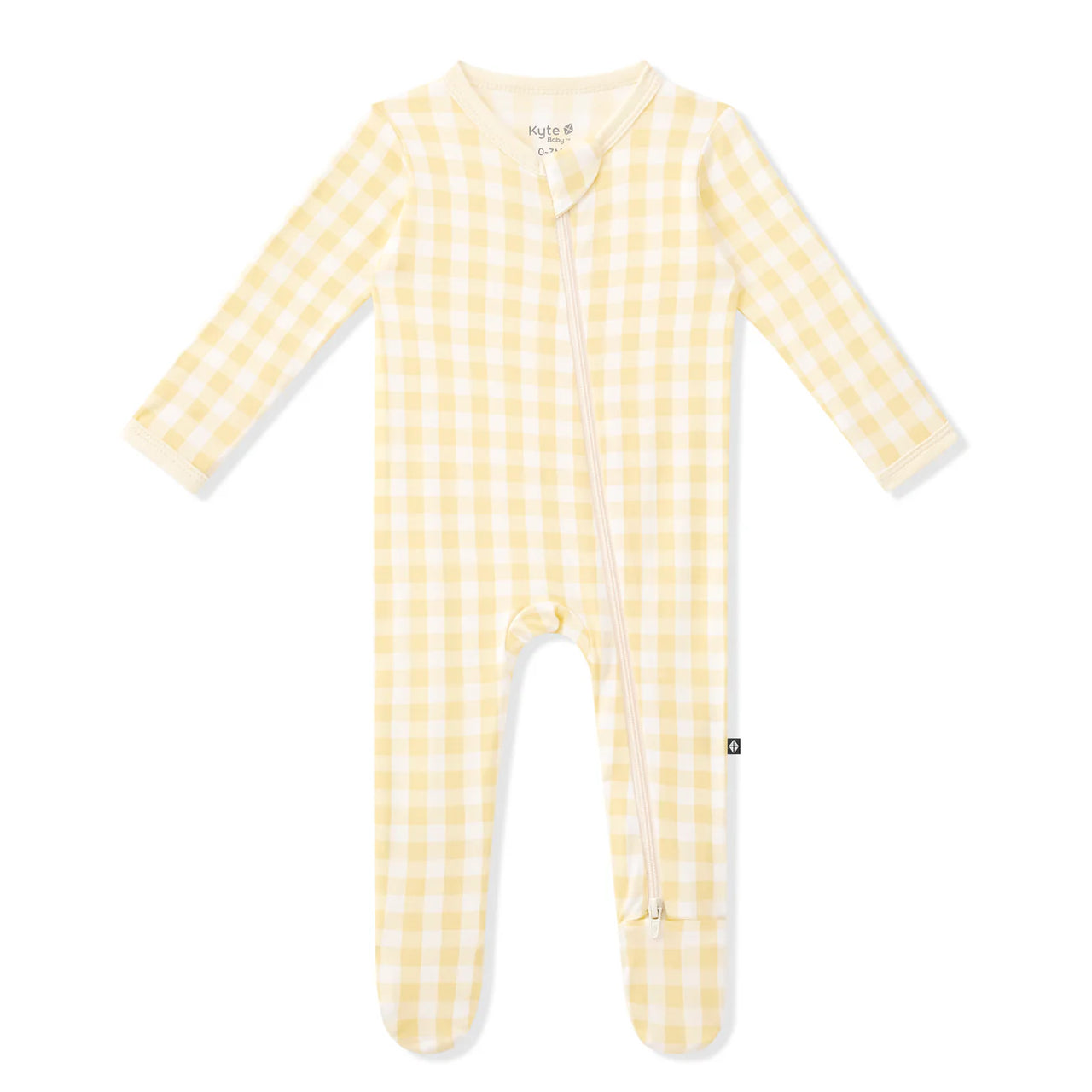 Zippered Footie- Gingham Chamomile